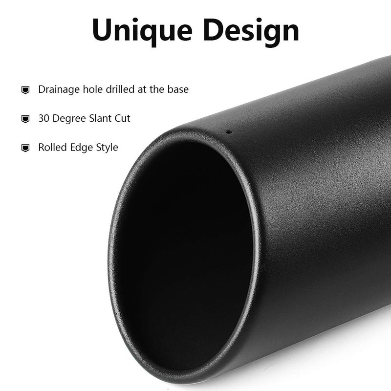 A-KARCK Exhaust Tip 3.5 Inch Inlet, 3.5" Inlet 5" Outlet 12" Long Black Coated Finish Muffler Tip For Truck Tailpipe, Stainless Steel Rolled Edge - Image 3